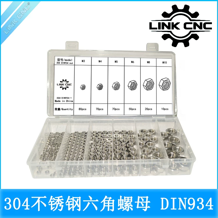 304 Stainless DIN934 Hex Nut Assortment Box