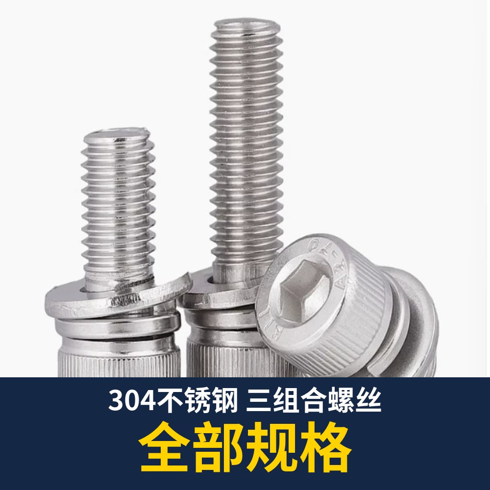 304 Stainless SEMS Screw (DIN912 + Flat & Spring Washer)