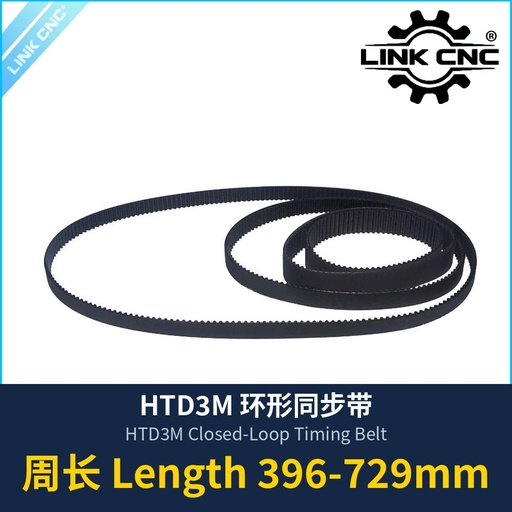 HTD3M Closed-Loop Timing Belt, Length 396-729mm