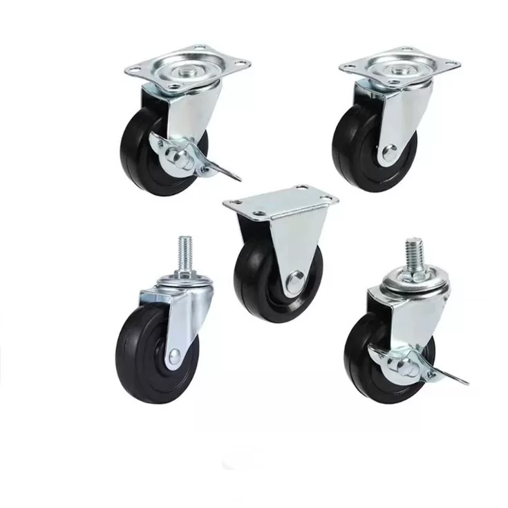 [WHL-RB-2IN-M8-BRK] Quiet Rubber Caster with Brake, 2 in M8